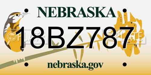 18BZ787 Nebraska License Plate