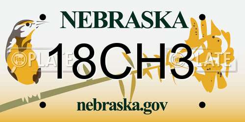 18CH3 Nebraska License Plate