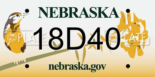 18D40 Nebraska License Plate