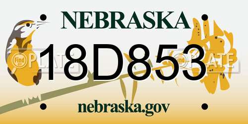 18D853 Nebraska License Plate