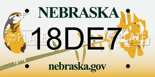 18DE7 Nebraska License Plate