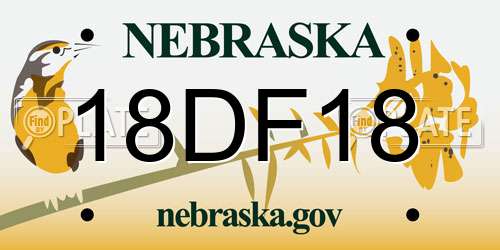 18DF18 Nebraska License Plate