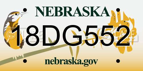 18DG552 Nebraska License Plate