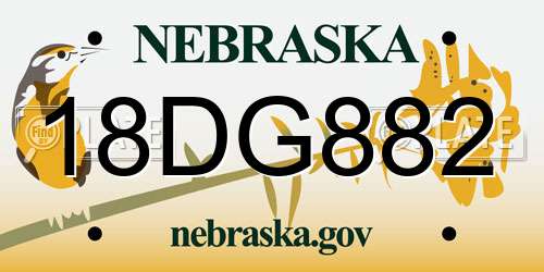 18DG882 Nebraska License Plate