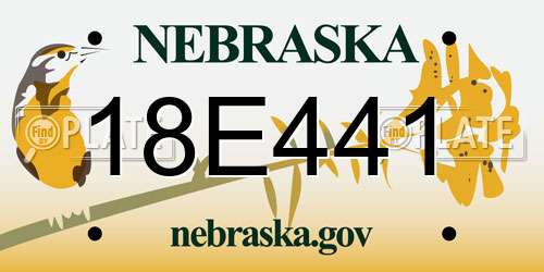 18E441 Nebraska License Plate