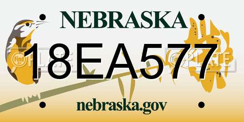 18EA577 Nebraska License Plate