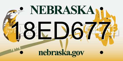 18ED677 Nebraska License Plate