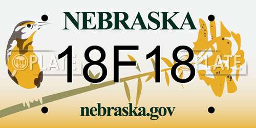 18F18 Nebraska License Plate