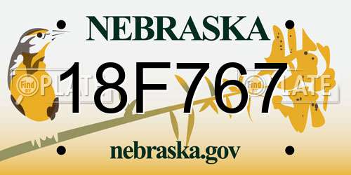 18F767 Nebraska License Plate