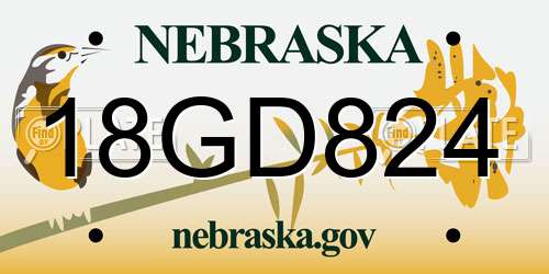 18GD824 Nebraska License Plate