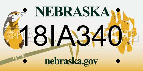 18IA340 Nebraska License Plate
