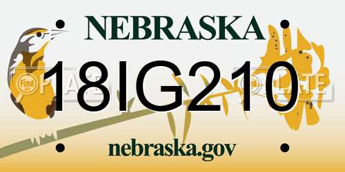 18IG210 Nebraska License Plate
