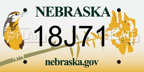 18J71 Nebraska License Plate