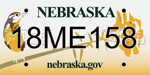 18ME158 Nebraska License Plate