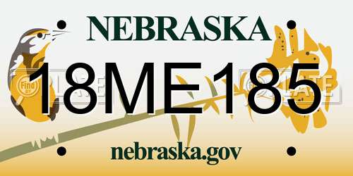 18ME185 Nebraska License Plate