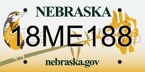 18ME188 Nebraska License Plate
