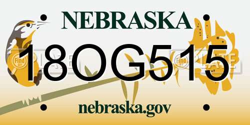 18OG515 Nebraska License Plate