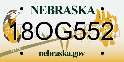 18OG552 Nebraska License Plate