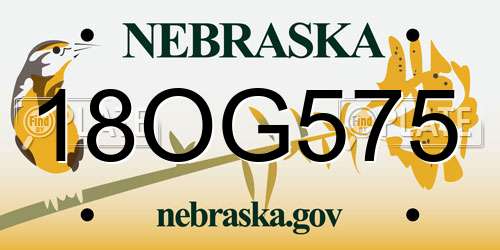18OG575 Nebraska License Plate