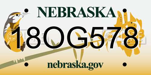 18OG578 Nebraska License Plate