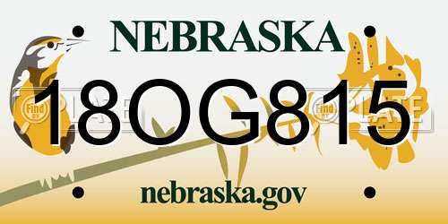 18OG815 Nebraska License Plate