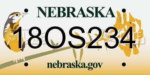 18OS234 Nebraska License Plate