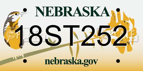 18ST252 Nebraska License Plate