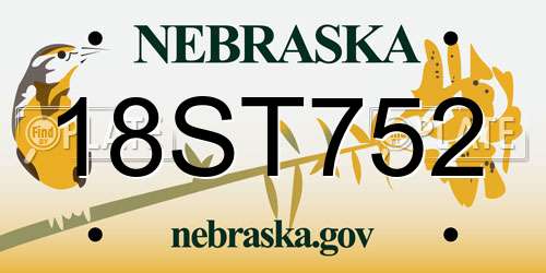 18ST752 Nebraska License Plate