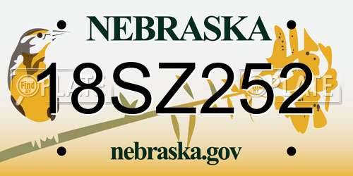 18SZ252 Nebraska License Plate