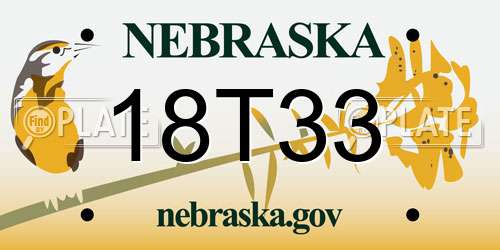 18T33 Nebraska License Plate