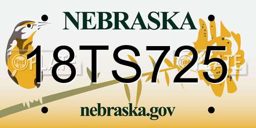 18TS725 Nebraska License Plate