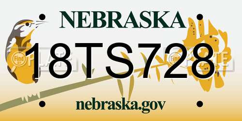 18TS728 Nebraska License Plate