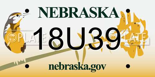 18U39 Nebraska License Plate