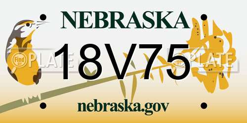 18V75 Nebraska License Plate