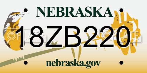 18ZB220 Nebraska License Plate