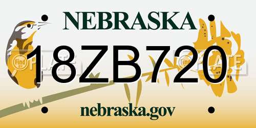 18ZB720 Nebraska License Plate