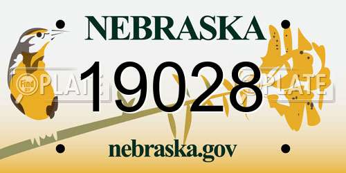19028 Nebraska License Plate