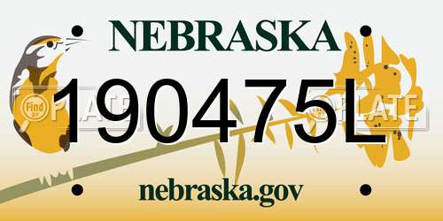 190475L Nebraska License Plate