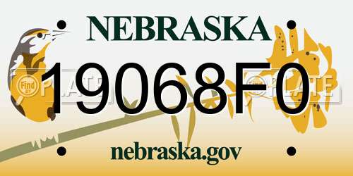 19068F0 Nebraska License Plate