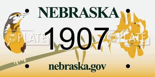 1907 Nebraska License Plate