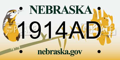 1914AD Nebraska License Plate