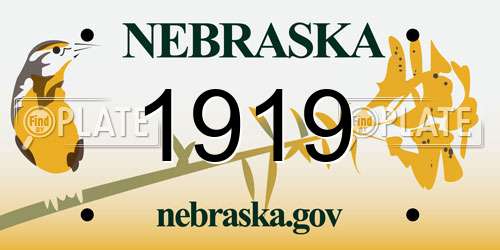 1919 Nebraska License Plate