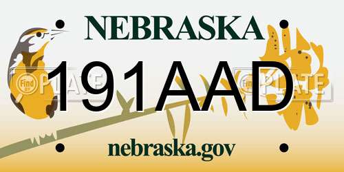 191AAD Nebraska License Plate