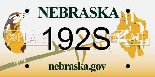 192S Nebraska License Plate