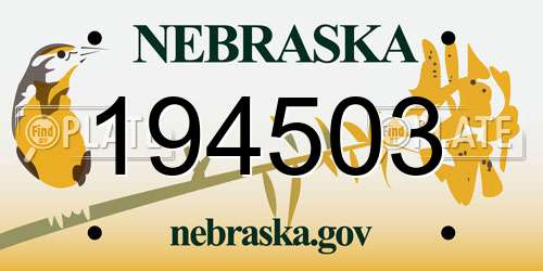 194503 Nebraska License Plate