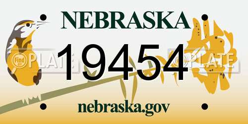 19454 Nebraska License Plate