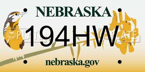 194HW Nebraska License Plate