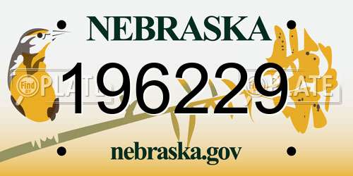 196229 Nebraska License Plate