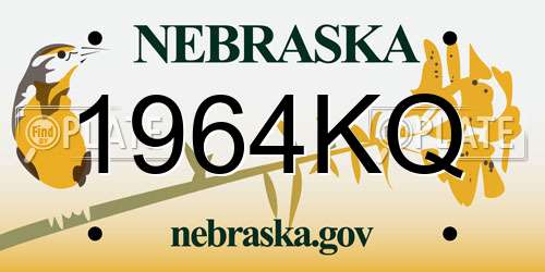 1964KQ Nebraska License Plate
