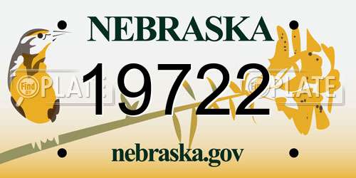 19722 Nebraska License Plate